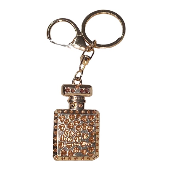 ✨NEW✨ 2 Crystal Pink White Faux Diamond Parfum Bottles Glam Charm Keychains Set - Picture 7 of 10